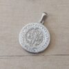 DIJE DE ACERO MEDALLA SAN BENITO CON STRASS ALREDEDOR. TAMAÑO 25 MM