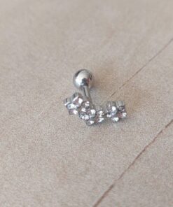 ARO ACERO PIERCING HELIX TRES FLORES CON STRASS