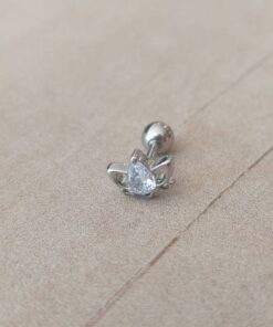 ARO ACERO PIERCING HELIX FLOR DE LOTO CON STRASS