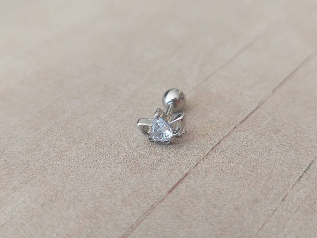 ARO ACERO PIERCING HELIX FLOR DE LOTO CON STRASS