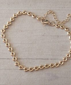 PULSERA DE ACERO DORADO ESLABÓN CONECTOR CORAZÓN. LARGO 18 CM + 4 CM EXT