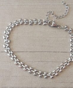 PULSERA DE ACERO ESLABÓN CONECTOR MOÑO. LARGO 18 CM + 4 CM EXT
