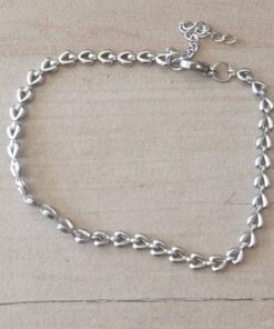 PULSERA DE ACERO ESLABÓN CONECTOR CORAZÓN. LARGO 18 CM + 4 CM EXT