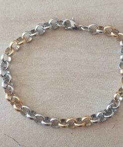 PULSERA DE ACERO ROLO 6.0 COMBINADA. LARGO 20 CM