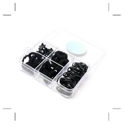 Set de colitas y broches en caja