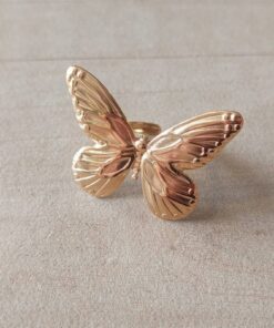 ANILLO DE ACERO DORADO MARIPOSA UNICA MEDIDA (ABIERTO)