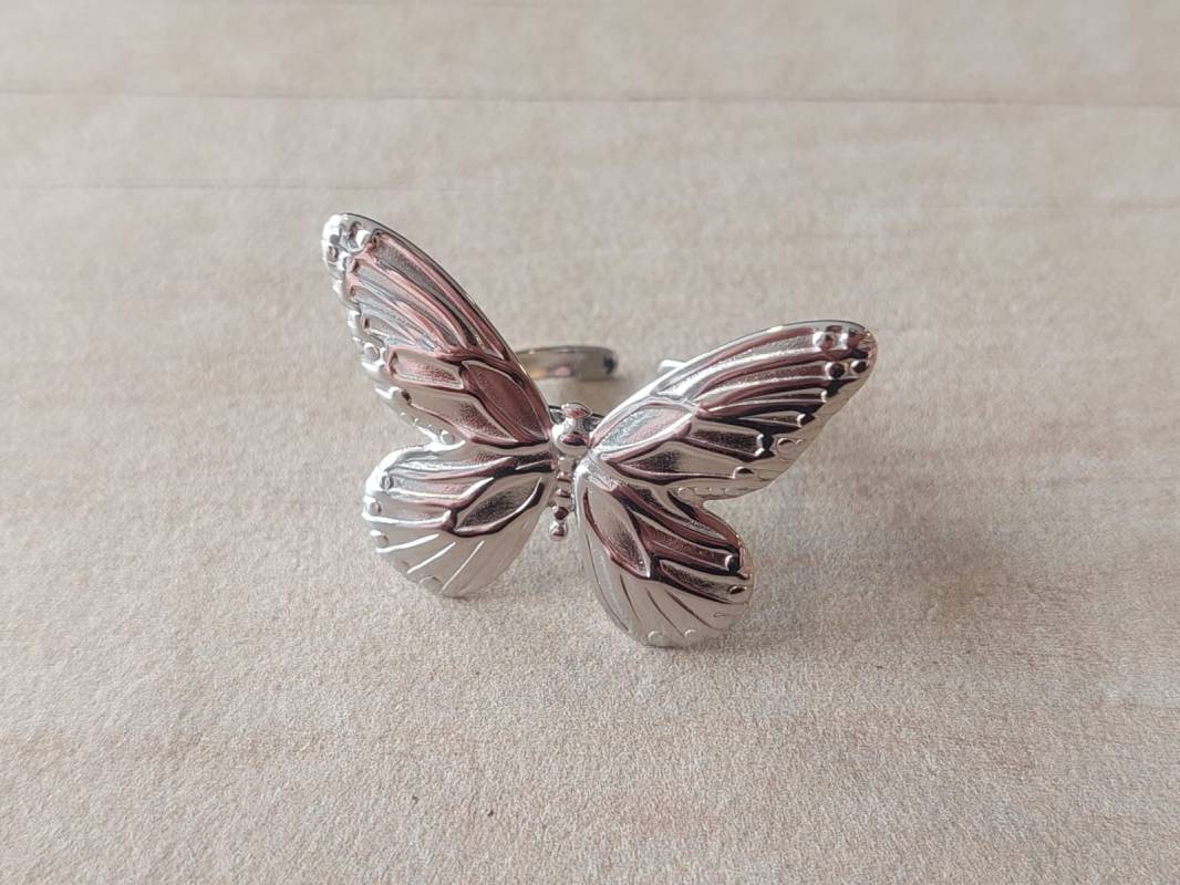 ANILLO DE ACERO MARIPOSA UNICA MEDIDA (ABIERTO)