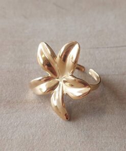 ANILLO DE ACERO DORADO FLOR UNICA MEDIDA (ABIERTO)