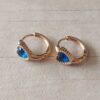 ARO DE ACERO DORADO ARGOLLA CON BISAGRA 15 MM CON STRASS CORAZÓN AZUL