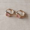 ARO DE ACERO DORADO ARGOLLA CON BISAGRA 15 MM CON STRASS CORAZÓN ROSA