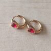 ARO DE ACERO DORADO ARGOLLA CON BISAGRA 15 MM CON STRASS CORAZÓN ROJO