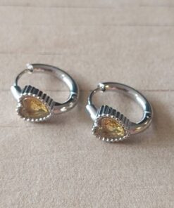 ARO DE ACERO ARGOLLA CON BISAGRA 15 MM Y FRENTE CON STRASS AMARILLO CORAZÓN