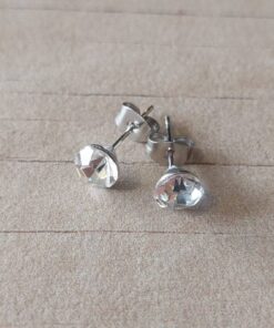 PACK X 12 PARES ARO DE ACERO STRASS BLANCO 6 MM