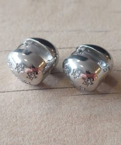 ARO DE ACERO ARGOLLA CON BISAGRA HUECA GOTA CON ESTRELLAS Y STRASS. TAMAÑO 15 MM