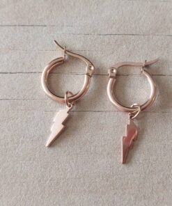 ARO ARGOLLA 15 MM DE ACERO ROSÉ CON DIJE RAYO LISO