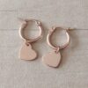 ARO ARGOLLA 15 MM DE ACERO ROSÉ CON DIJE CORAZÓN LISO