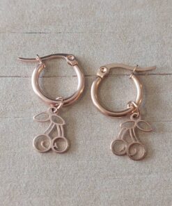 ARO ARGOLLA 15 MM DE ACERO ROSÉ CON DIJE GUINDA
