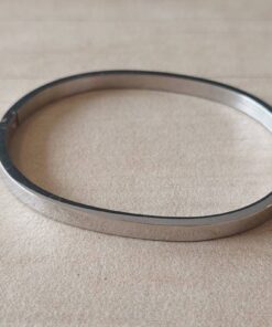 PULSERA DE ACERO ESCLAVA OVALADA CON BISAGRA 4 MM.