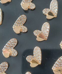 BLISTER DE AROS DE ACERO DORADO CORAZÓN CON STRASS CON CORAZON METAL SUPERPUESTO X 12 PARES.