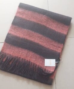 BUFANDON RAYADO NEGRO Y LADRILLO CON FLECOS. TAMAÑO 45 X 200 CM