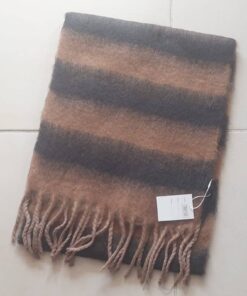 BUFANDON RAYADO MARRÓN Y NEGRO CON FLECOS. TAMAÑO 45 X 200 CM