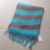 BUFANDON RAYADO MARRÓN Y TURQUESA CON FLECOS. TAMAÑO 45 X 200 CM