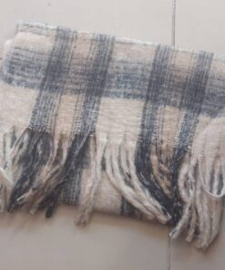 BUFANDON ESCOCES MARFIL CON LINEAS AZULES 50 X 190 CM