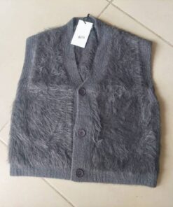 CHALECO SIMIL PIEL CON BOTONES COLOR GRIS TALLE UNICO