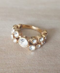 ANILLO DE ACERO DORADO SUSANITOS CON STRASS BLANCO