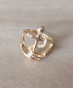 ANILLO DE ACERO DORADO ANCLA
