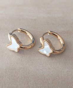 ARO DE ACERO DORADO ARGOLLA CON BISAGRA 15 MM CON APLIQUE MARIPOSA