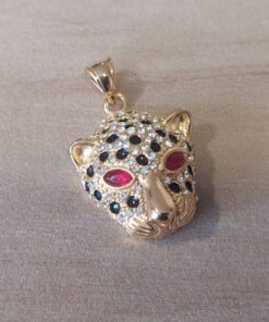 DIJE DE ACERO DORADO TIGRE CON STRASS 25 X 45 MM