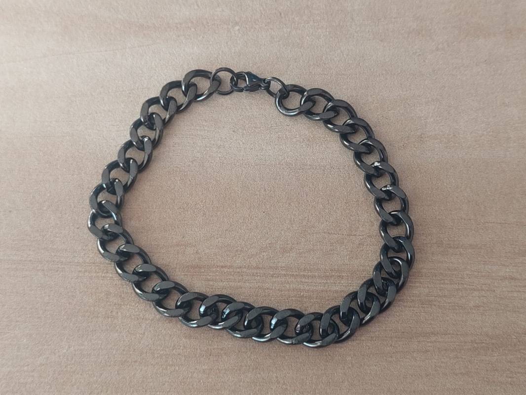 PULSERA DE ACERO NEGRO GRUMET 7 MM DE ANCHO. LARGO 20,5 CM