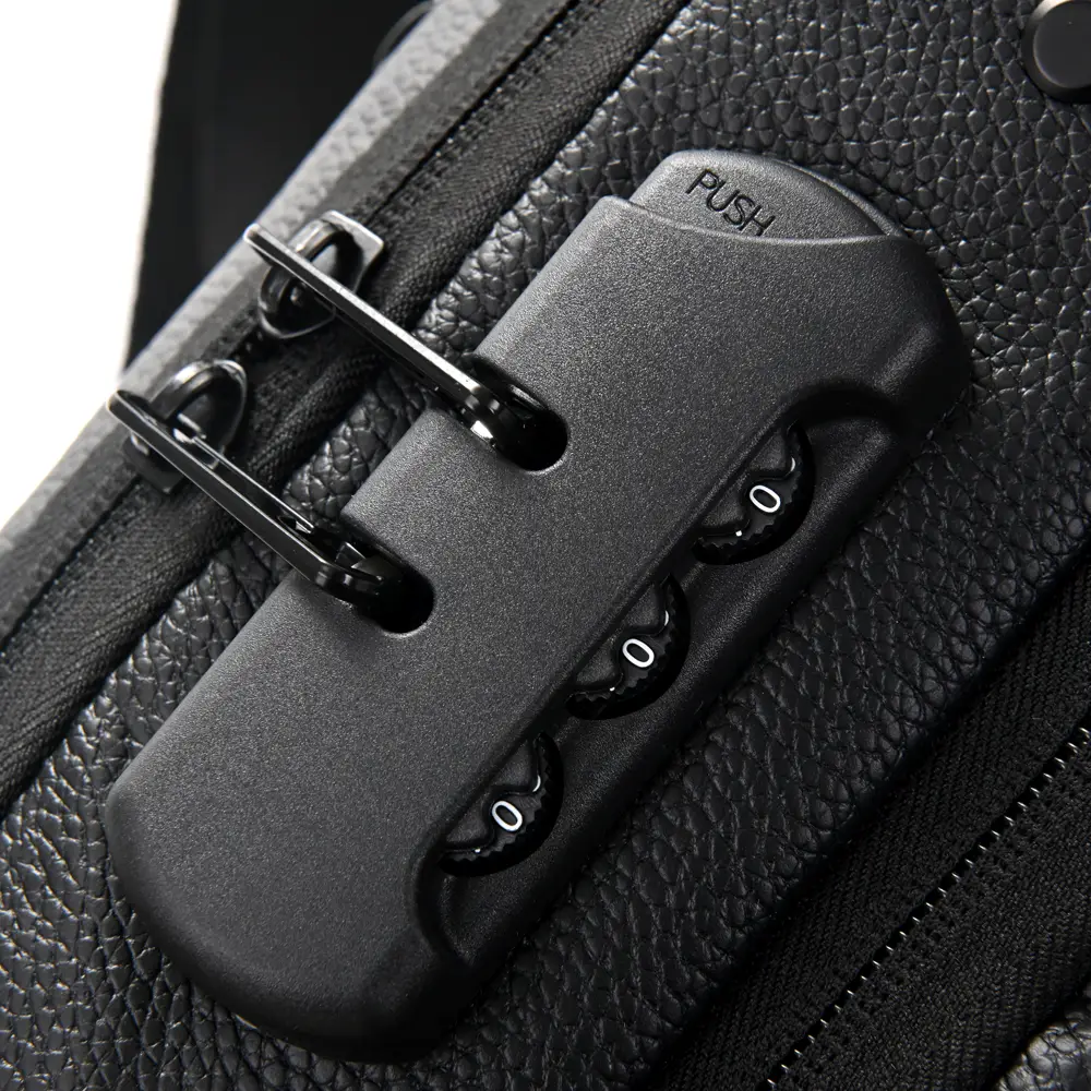 Morral Sling con cerradura y USB PU graneado 32x18x10cm bolsillo horizontal x 1u - Imagen 9