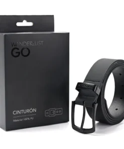 Cinturon engomado pase 33 herrajes negro con logo. Incluye caja x1u