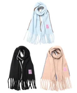 Bufandon liso Skora con flecos y borde  210x38cm x1u