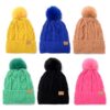 Gorro tejido mujer con pompom interior piel x1u