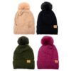 Gorro tejido mujer con pompom interior piel x1u