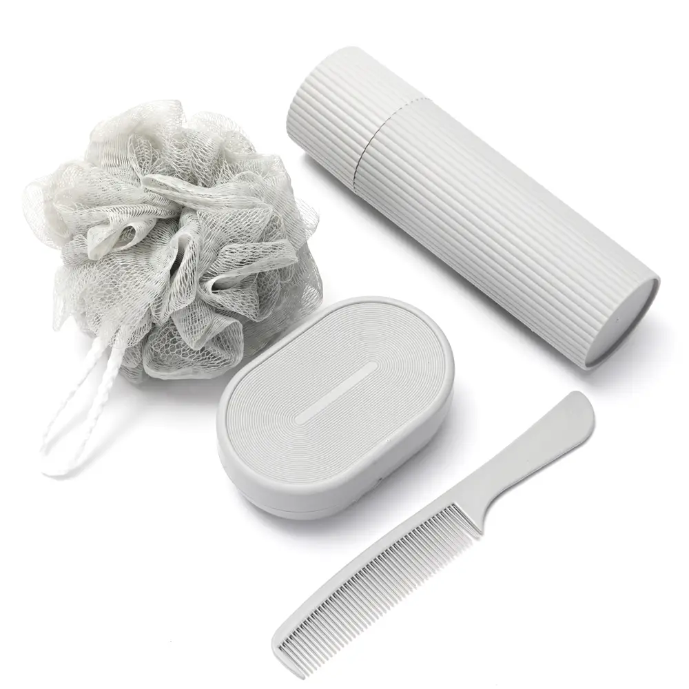 Set de viaje higienico neceser esponja jabonera porta cepillo de dientes y peine. - Imagen 6