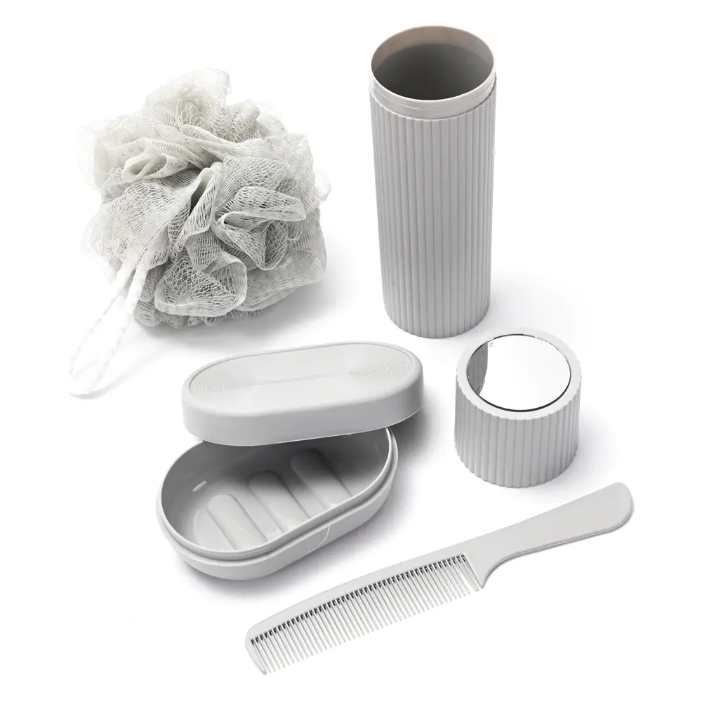 Set de viaje higienico neceser esponja jabonera porta cepillo de dientes y peine. - Imagen 5