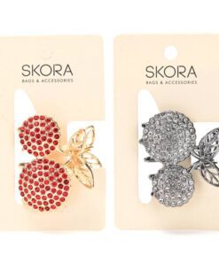 Broche de pelo strass cereza 5cm x12 unid