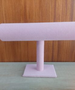 EXHIBIDOR PARA PULSERAS TUBO DE FELPA ROSA 23 CM EN 1 NIVEL