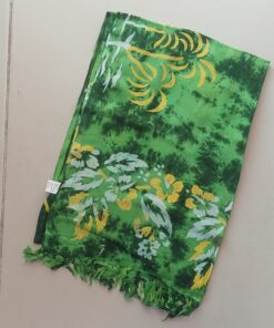 PAREO HINDU CON FLECOS MONOCOLOR VERDE CON PALMERAS 100 X 180 CM