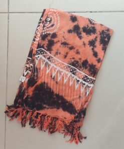 PAREO HINDU CON FLECOS MONOCOLOR NARANJA CON CIRCULOS 100 X 180 CM