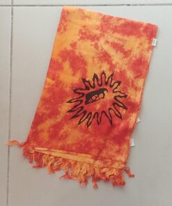 PAREO HINDU CON FLECOS MONOCOLOR NARANJA CON SOLES 100 X 180 CM