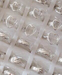 ANILLOS DE ACERO BLANCO ABIERTO TIPO CHUNKY CHICO X 36 UNIDADES