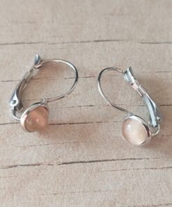 ARO DE ACERO BRISURA CON MEDIA PERLA OJO DE GATO BEIGE 6 MM