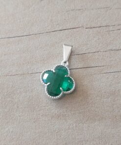 DIJE LAMINADO EN PLATA VAN CLEEF CUBIK COLOR VERDE . TAMAÑO 15 MM
