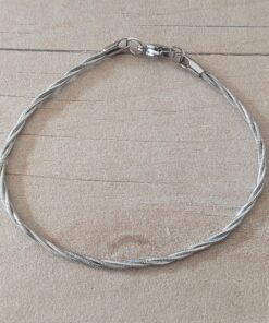 PULSERA DE ACERO COLA DE RATÓN 0.9 MM DOBLE ENTRELAZADA. LARGO 18,5 CM