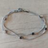 PULSERA DE ACERO COLA DE RATÓN DOBLE CON CUENTAS CUADRADAS. LARGO 18,5 CM